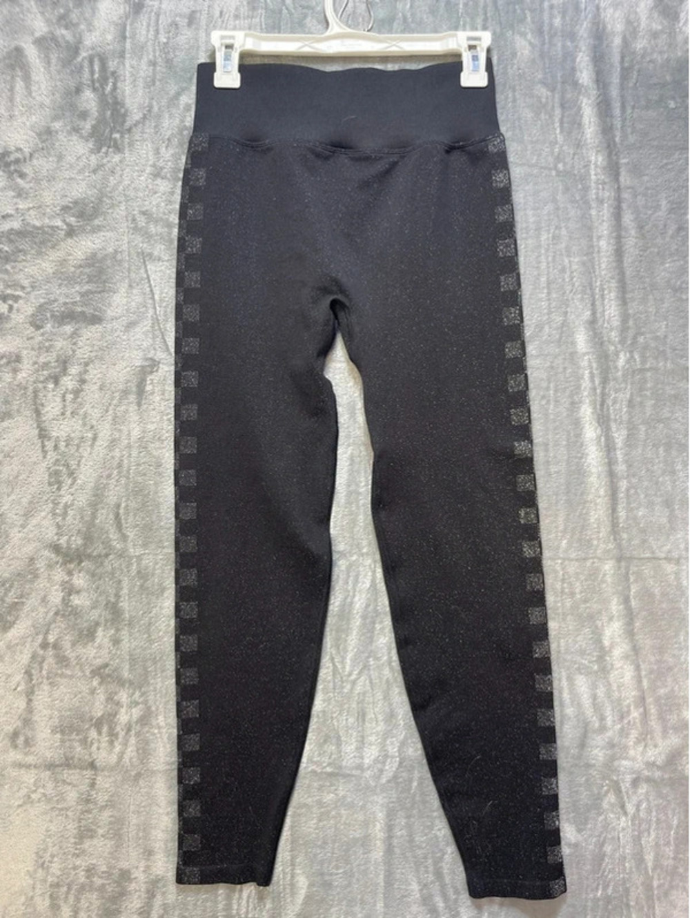 Pink Active Victoria's Secret Seamless Leggings Glitter Checkered Black M - Picture 2 of 6